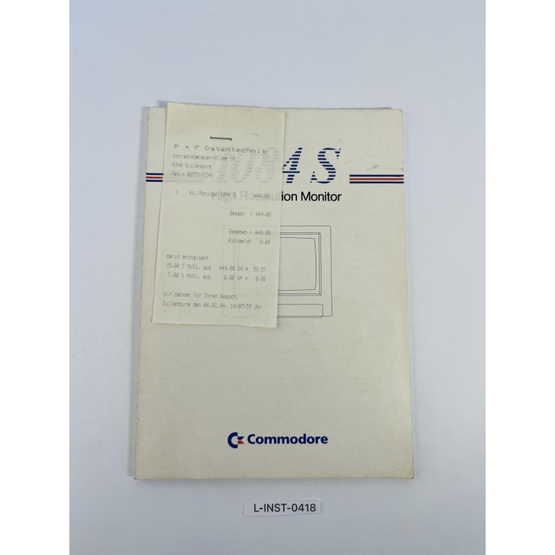 Instrukcja obsługi Commodore 1084S High Resolution Monitor